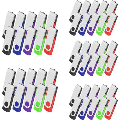 Lot de 50 Cles USB 2.0 Clé USB 2Go Lecteur USB Flash Drive Mémoire Stick Stockage Rotation Disque Pendrive pour Ordinateur Portable/PC/Voiture (5 Couleurs)