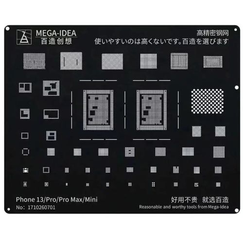 Qianli Mega-Idea Acier Noir Bga Reballing Stbbles Pour Iphone 14 13 12 11 Pro Max Mini X Poly 8 7 6 Cpu Ic Puce 18/Plantation Net - Type 13series Cpu Ic 2in1