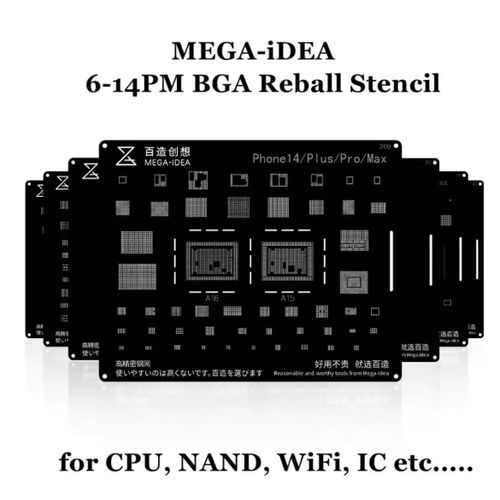 Qianli Mega-Idea Acier Noir Bga Reballing Stbbles Pour Iphone 14 13 12 11 Pro Max Mini X Poly 8 7 6 Cpu Ic Puce 18/Plantation Net - Type 9pcs 6-14pm