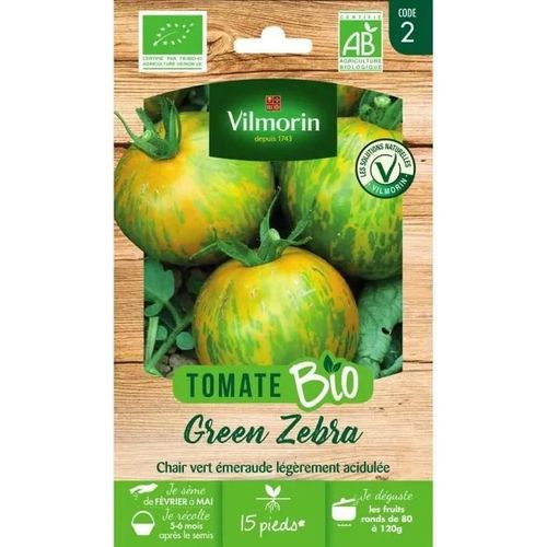 Graines De Tomate Green Zebra Bio Vilmorin - Variété De Mi-Saison Dense Et Juteuse