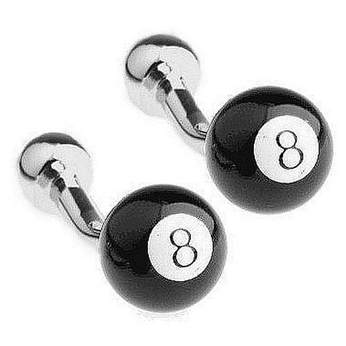 Paire De Boutons De Manchettes - Boule De Billard N°8 - Idée Cadeau D'anniversaire Noël Saint Valentin Pour Les Amateurs De Billard - Cheapatleast Réf. 1675