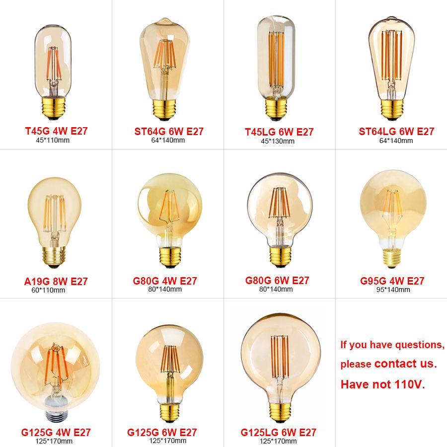 Ampoule Led Vintage A Filament, E14, E27, 220v, Variable T22 1w
