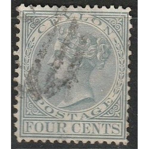 Timbre Oblitéré Avec Charnière, Ceylan (Ancienne Colonie Royaume Unis) 1872 N° 49, Reine Victoria.