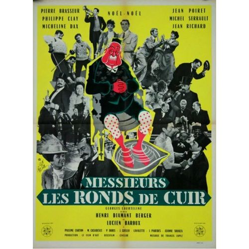 Messieurs Les Ronds De Cuir - Affiche Originale De Cinéma - Format 60x80 Cm - Un Film De Henri Diamant Berger Avec Noël-Noël, Michel Serrault, Jean Poiret, Pierre Doris, Pierre Brasseur - Année 1959