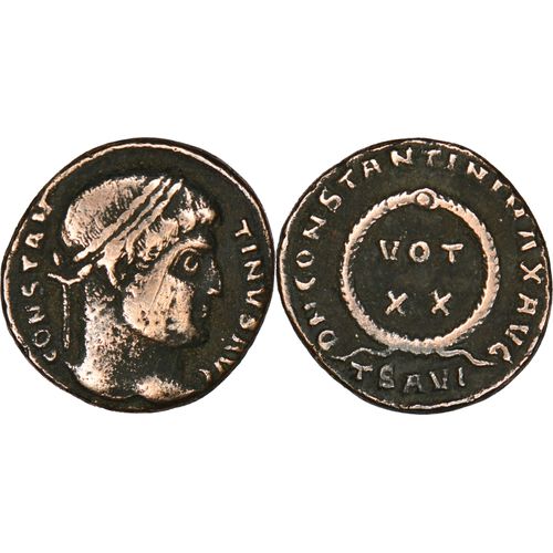 Rome - Centennionalis - Constantin I Le Grand - 324 Ad - Vot Xx Dans Une Couronne - Thessalonique - Ric.123 - 24-014
