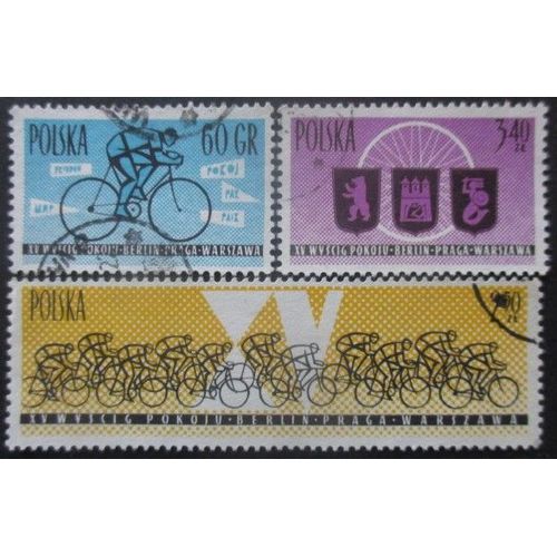 Pologne Série N°1166 Au 1168 Course Cycliste Oblitérés