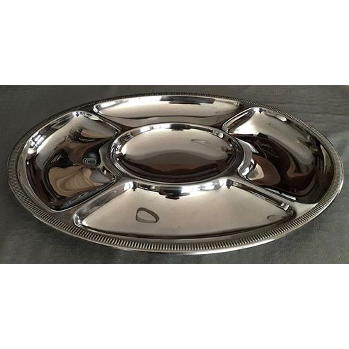 Plat À Hors-D'oeuvre Ovale "Président Brillant 45 Cm Orfèvre Jean Couzon " En Inox