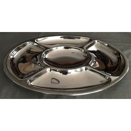 Plat À Hors-D'oeuvre Ovale "Président Brillant 45 Cm Orfèvre Jean Couzon " En Inox
