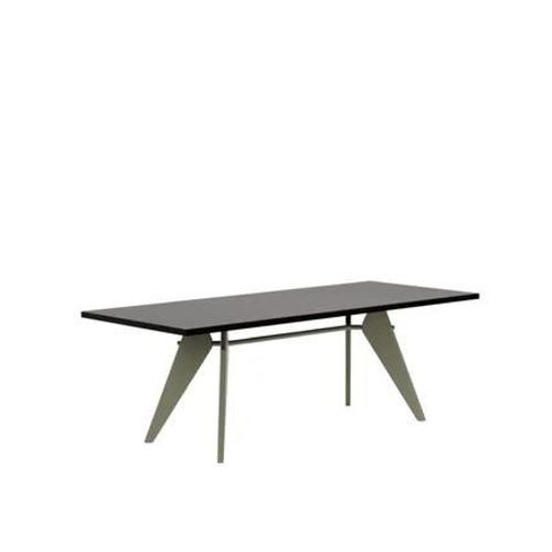 Vitra - Em Table - 220 Cm - Chêne Massif Teinté Foncé - Prouvé Gris Vermeer - Marron