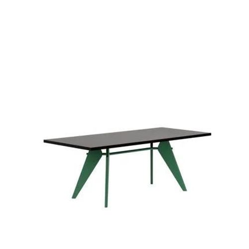 Vitra - Em Table - 200 Cm - Chêne Massif Teinté Foncé - Prouvé Blé Vert - Marron