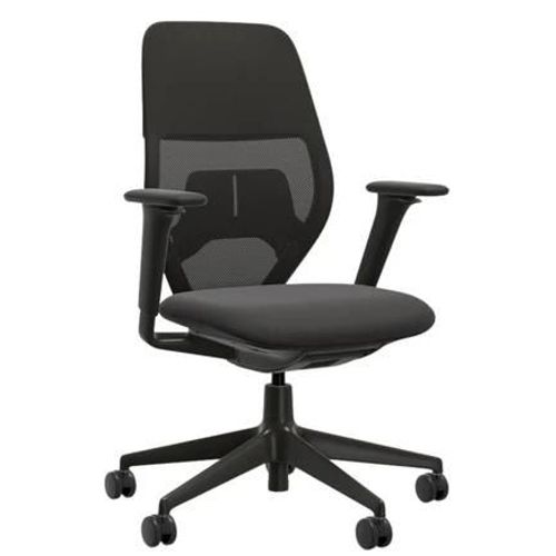 Vitra - Chaise De Bureau Acx Light Avec Accoudoirs - Avec Soutien Lombaire/Sans Inclinaison Vers L'avant - Roulettes Pour Tapis - Noir