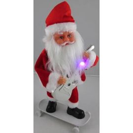 Père Noel musical et lumineux guitariste et automate
