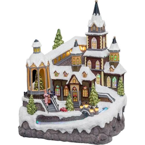 Village de Noël animé lumineux Rivière - Blanc