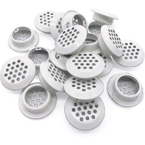 20pcs Air Vents 25mm Circular Soffit Vent Stainless Steel Round Vent Mesh Hole Louver Pour Cuisine Salle de Salle de Bains Cabinet Armoire (blanc)