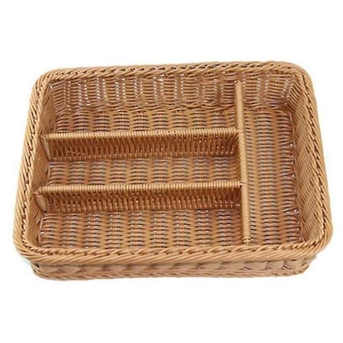 Rotin Couverts Panier Panier Panier Rangement Couverts Baguettes Panier Rotin Tiroir de bureau