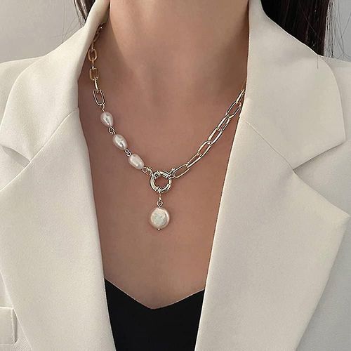 Mode Alloy Chain Choker Collier Paperclip Choker Chain Collier Perle Pendentif Collier Or Pour Femmes Et Filles