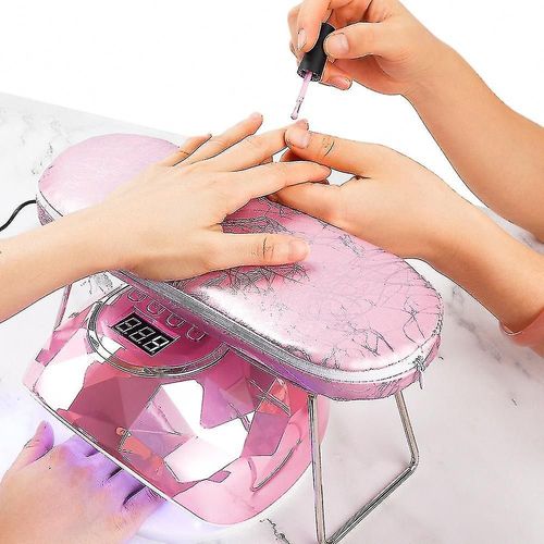 Support de main d¿ongle en cuir Accoudoir Manucure Hand Cushion Stand avec support en acier inoxydable pour Nail Art Salon Manucure Oreiller
