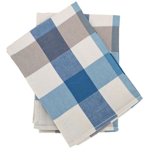 Lot De 2 Torchons De Cuisine Toile Terra 50x70 Cm Vichy Bleu