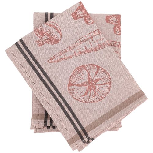 Lot De 2 Torchons De Cuisine Toile Veg 50x70 Cm Rouge Brique
