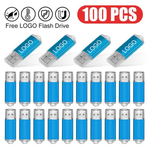 100 pièces de clé usb 128 étanche avec ,support à mémoire de 16gb,8gb,32gb,64GB,2.0 GB - Type [Blue USB 2.0]-4 GO #B