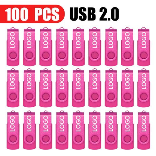 100 pièces de clé usb 128 étanche avec ,support à mémoire de 16gb,8gb,32gb,64GB,2.0 GB - Type [Pink USB 2.0]-1 GO