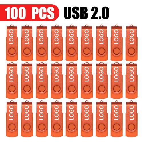 100 pièces de clé usb 128 étanche avec ,support à mémoire de 16gb,8gb,32gb,64GB,2.0 GB - Type [Orange USB 2.0]-2 GO