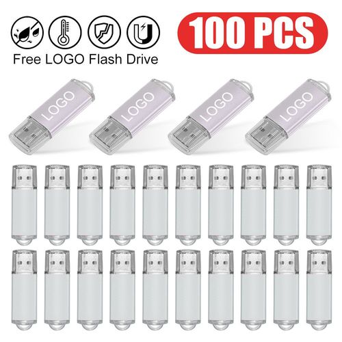 100 pièces de clé usb 128 étanche avec ,support à mémoire de 16gb,8gb,32gb,64GB,2.0 GB - Type [White USB 2.0]-2 GO #B