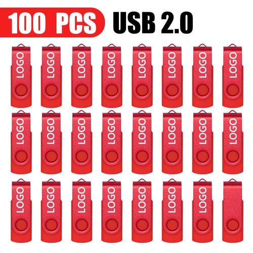 100 pièces de clé usb 128 étanche avec ,support à mémoire de 16gb,8gb,32gb,64GB,2.0 GB - Type [Red USB 2.0]-1 GO