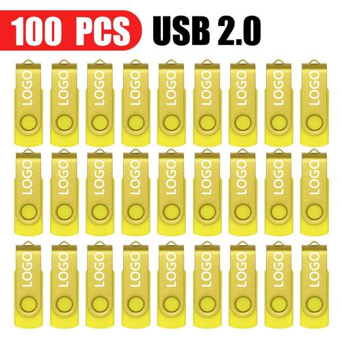 100 pièces de clé usb 128 étanche avec ,support à mémoire de 16gb,8gb,32gb,64GB,2.0 GB - Type [Yellow USB 2.0]-4 GO