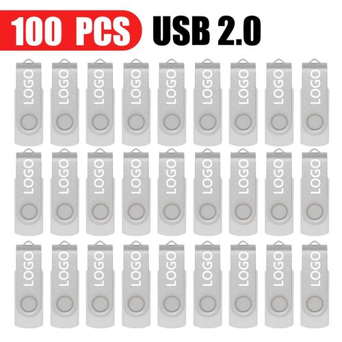100 pièces de clé usb 128 étanche avec ,support à mémoire de 16gb,8gb,32gb,64GB,2.0 GB - Type [White USB 2.0]-4 GO #A
