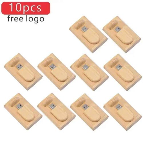 clé USB 2.0 en bois avec ,4/8/16/32/64/128 go,cadeau de mariage,10 pcs/Lot - Type Bamboo with BOX-64GB