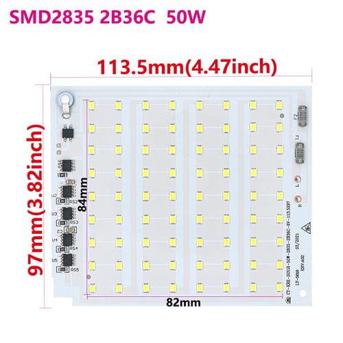 puce SMD 2835 Matrice LED 220V pour Projecteur à Faire Soi-Même,Module Super Puissant,Lampe de remplacement,100W,50W,30W,20W,10W,1 Pièce - Type 50W AC220V-Cold White 6500K