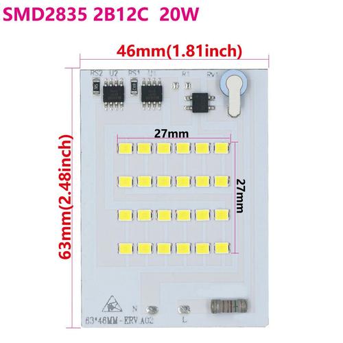 puce SMD 2835 Matrice LED 220V pour Projecteur à Faire Soi-Même,Module Super Puissant,Lampe de remplacement,100W,50W,30W,20W,10W,1 Pièce - Type 20W AC220V-Warm White 3000K