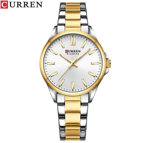 Istro Ren-Montre Classique Avec Bracelet En Acier Inoxydable Pour Femme,Montre-Bracelet À Quartz,Mains Shoes,Simple,Affaires,Mode - Type Gold White