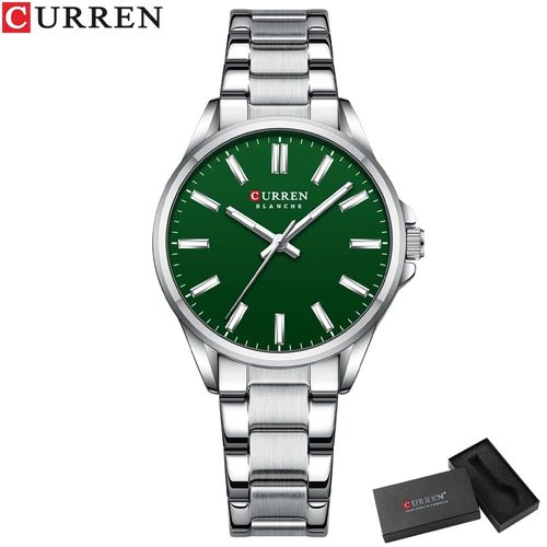 Istro Ren-Montre Classique Avec Bracelet En Acier Inoxydable Pour Femme,Montre-Bracelet À Quartz,Mains Shoes,Simple,Affaires,Mode - Type Silver Green Box