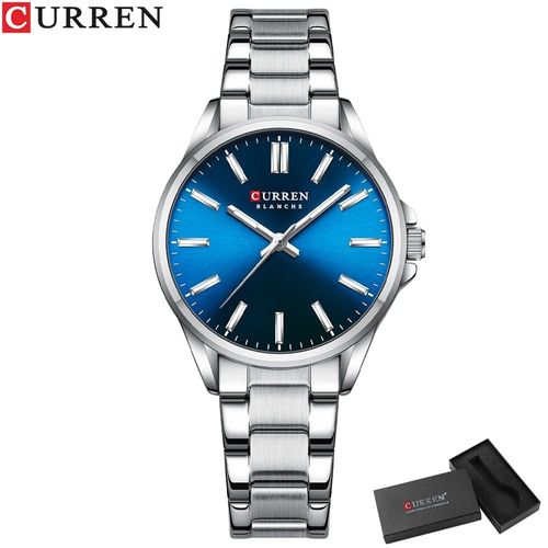 Istro Ren-Montre Classique Avec Bracelet En Acier Inoxydable Pour Femme,Montre-Bracelet À Quartz,Mains Shoes,Simple,Affaires,Mode - Type Silver Blue Box