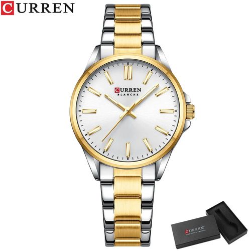 Istro Ren-Montre Classique Avec Bracelet En Acier Inoxydable Pour Femme,Montre-Bracelet À Quartz,Mains Shoes,Simple,Affaires,Mode - Type Gold White Box