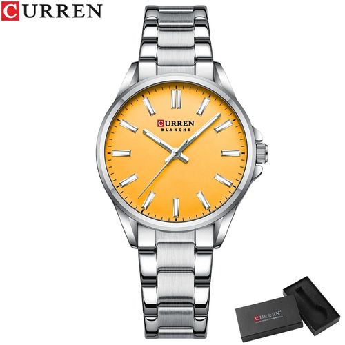 Istro Ren-Montre Classique Avec Bracelet En Acier Inoxydable Pour Femme,Montre-Bracelet À Quartz,Mains Shoes,Simple,Affaires,Mode - Type Silver Yellow Box