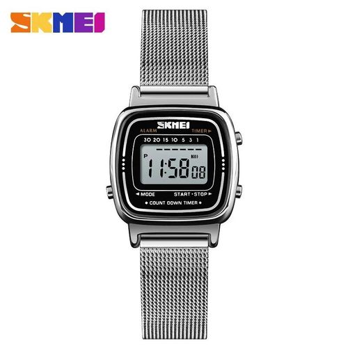 Skmei-Montre Électronique Étanche Pour Femme,Montre-Bracelet Numérique,Montres Pour Femme,Petit Reloj,Marque De Luxe,Mode Sport,1252 - Type New Belt Silver