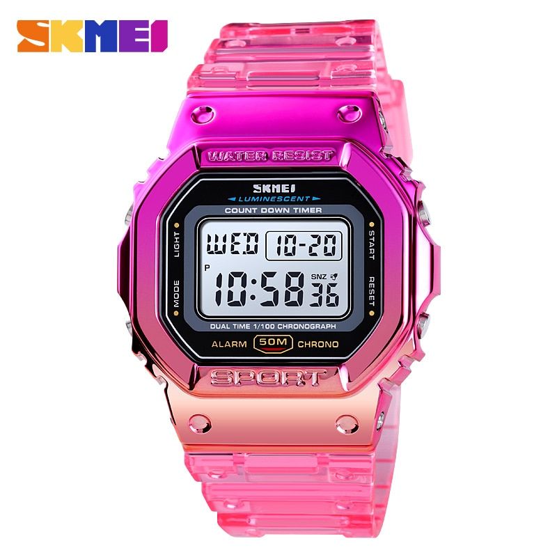 Skmei-Montre-Bracelet Numérique De Luxe Pour Femme,Étanche,Antichoc,Sport,Montre Pour Fille,Document Cool,Dame,Mode,1622,1410 - Type Rosered