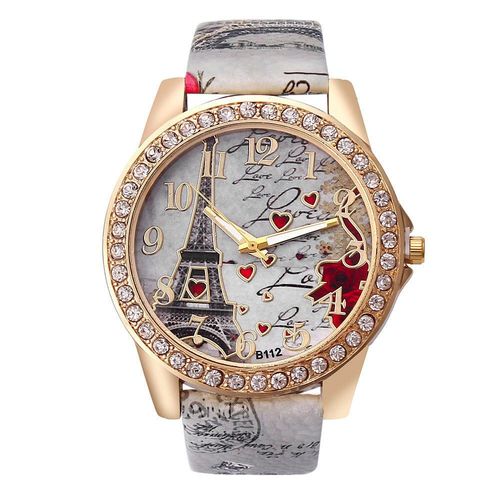 Montre À Quartz En Cuir Pu Pour Femme,Tour Eiffel,Pierre Chimkirchen - Type Gray