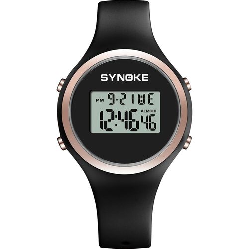 Montre Numérique Pour Fille,Montre-Bracelet De Sport Avec Alarme,Chronomètre,Chronographe,Rétro-Éclairage,Cadeaux D'anniversaire Pour Femme - Type Black