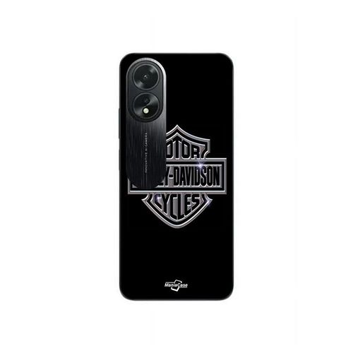 Coque Oppo A58 Harley Davidson Logo Motor Sycles Gris Front Noir