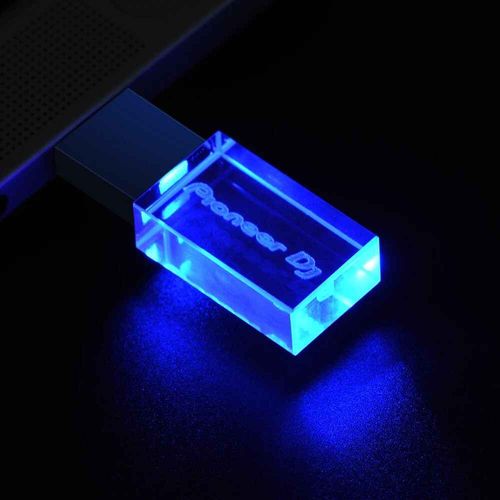 JASTER-Clé usb pionner dj,support à mémoire de 16gb 32gb 64gb 128gb 32gb,lecteur flash en cristal,couleur argent,disque u - Type With Blue LED-16 GO