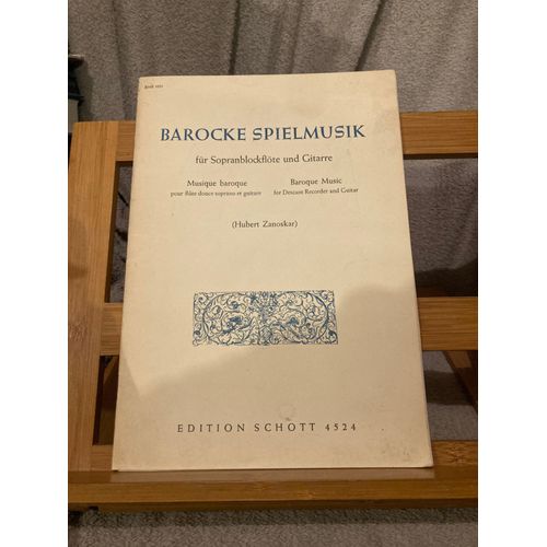Barocke Spielmusik Partition Flûte A Bec Soprano Guitare H. Zanoskar Schott N°4524