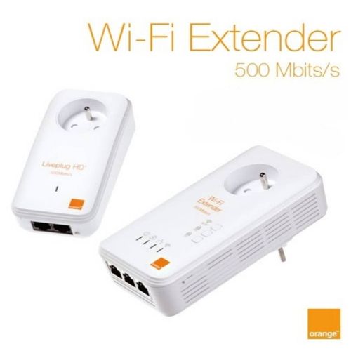 Pack 2 CPL Orange: WiFi Extender 500 219557 3 Ports Ethernet & Extender Ethernet 2 Ports