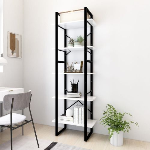 Vidaxl Bibliothèque À 5 Niveaux Blanc 60x30x175 Cm Bois Ingénierie