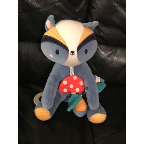 Peluche D'activités Raton Laveur Nature Et Decouvertes Coton Bio Bleu 24 Cm