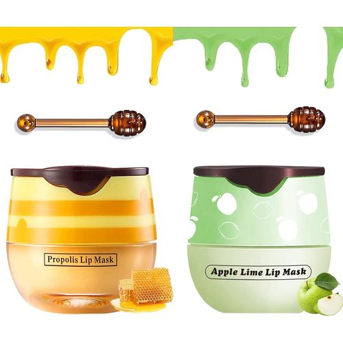 2pcs Baume À Lèvres Miel Pastèque,Baume À Lèvres Hydratant Propolis Masque De Sommeil Pour Réduire La Ligne Des Lèvres,Baume Hydratant Pour Prévenir Le Dessèchement 