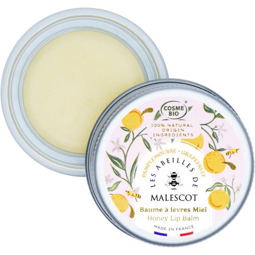Baume À Lèvres Hydratant Au Miel Et Cire D'abeille De Nos Ruches-Parfum Pamplemousse-100% D'ingredients Naturels Et Bio,Made In France|Les Abeilles De Malescot 